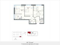 Планировка 2-комнатной квартиры, 68,5 м2