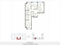 Планировка 3-комнатной квартиры, 95,5 м2