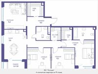 Планировка 4-комнатной квартиры, 116,6 м2