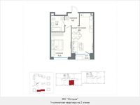 Планировка 1-комнатной квартиры, 45,2 м2