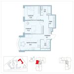 Планировка 2-комнатной квартиры, 72,1 м2