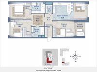 Планировка 3-комнатной квартиры, 131,4 м2