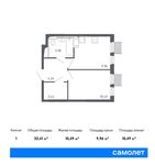 Планировка 1-комнатной квартиры, 32,41 м2