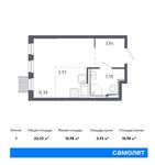 Планировка квартиры студии, 22,33 м2
