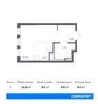 Планировка квартиры студии, 22,24 м2