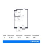 Планировка квартиры студии, 26,37 м2