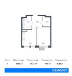 Планировка 1-комнатной квартиры, 32,65 м2
