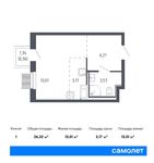 Планировка квартиры студии, 26,32 м2
