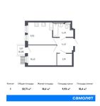 Планировка 1-комнатной квартиры, 32,71 м2