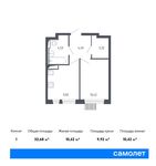 Планировка 1-комнатной квартиры, 32,68 м2