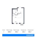 Планировка квартиры студии, 25,58 м2