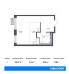Планировка квартиры студии, 25,49 м2
