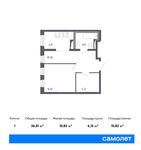 Планировка квартиры студии, 36,81 м2