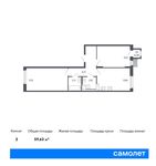 Планировка 2-комнатной квартиры, 59,63 м2