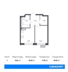 Планировка 1-комнатной квартиры, 32,6 м2