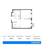 Планировка 2-комнатной квартиры, 32,65 м2