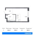 Планировка квартиры студии, 21,04 м2