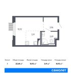 Планировка квартиры студии, 22,48 м2