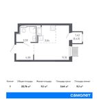 Планировка квартиры студии, 22,76 м2