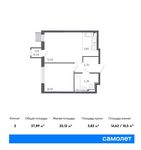Планировка 2-комнатной квартиры, 37,89 м2