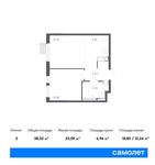 Планировка 2-комнатной квартиры, 38,32 м2