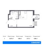 Планировка квартиры студии, 22,72 м2