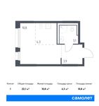 Планировка квартиры студии, 22,1 м2