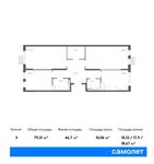 Планировка 3-комнатной квартиры, 79,31 м2