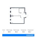 Планировка 1-комнатной квартиры, 34,8 м2