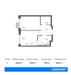 Планировка 1-комнатной квартиры, 32,48 м2