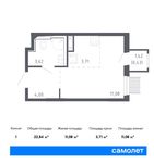 Планировка квартиры студии, 22,84 м2