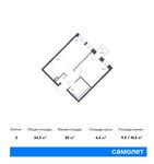 Планировка 2-комнатной квартиры, 34,3 м2