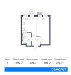 Планировка 1-комнатной квартиры, 32,74 м2