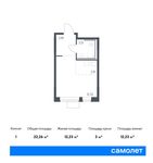 Планировка квартиры студии, 22,26 м2