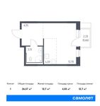 Планировка квартиры студии, 26,57 м2