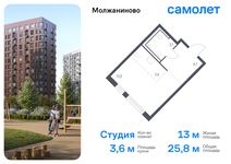 Планировка квартиры студии, 25,8 м2