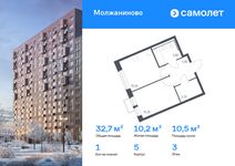 Планировка  1-комнатной квартиры, 32,74 м2