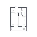 Планировка 1-комнатной квартиры, 44,42 м2