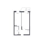 Планировка 1-комнатной квартиры, 44,29 м2