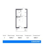 Планировка 1-комнатной квартиры, 31,39 м2