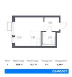 Планировка квартиры студии, 22,28 м2