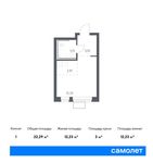 Планировка квартиры студии, 22,29 м2