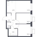 Планировка 3-комнатной квартиры, 79,23 м2