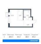 Планировка квартиры студии, 25,91 м2