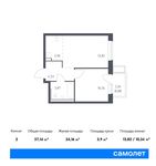 Планировка 2-комнатной квартиры, 37,14 м2