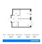 Планировка 1-комнатной квартиры, 32,41 м2