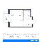Планировка квартиры студии, 26,59 м2