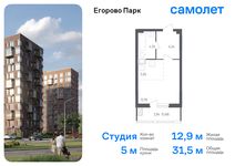 Планировка квартиры студии, 31,5 м2