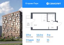 Планировка квартиры студии, 22,96 м2