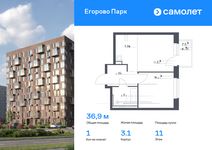Планировка 1-комнатной квартиры, 36,92 м2